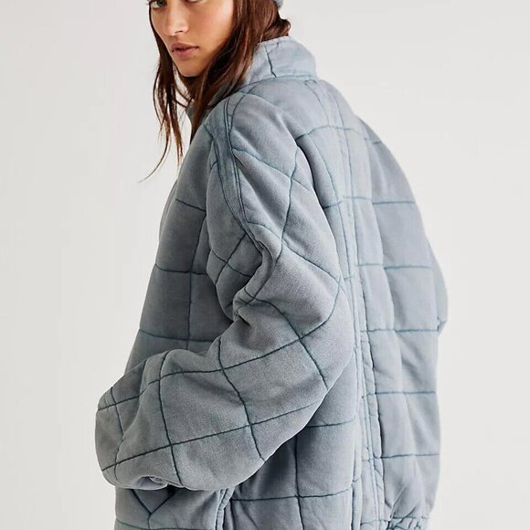 Free People Dolman Quilted Knit Jacket Top Oversized Zip-up Slouchy XS 276667 - Picture 4 of 8
